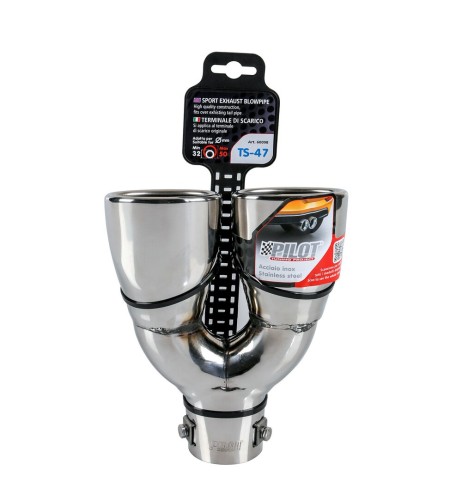 Terminale scarico universale inox doppio TS 47 32 50mm