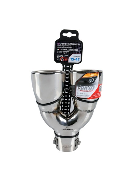 Terminale scarico universale inox doppio TS 47 32 50mm