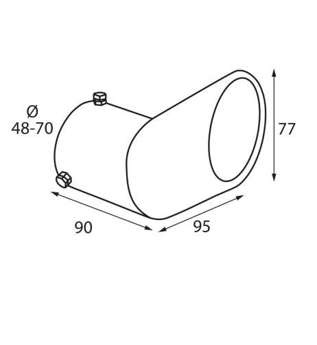 Terminale scarico universale inox singolo gomito TS 29 48 70mm
