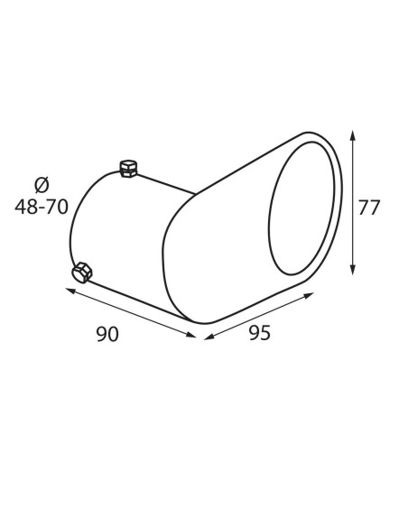 Terminale scarico universale inox singolo gomito TS 29 48 70mm