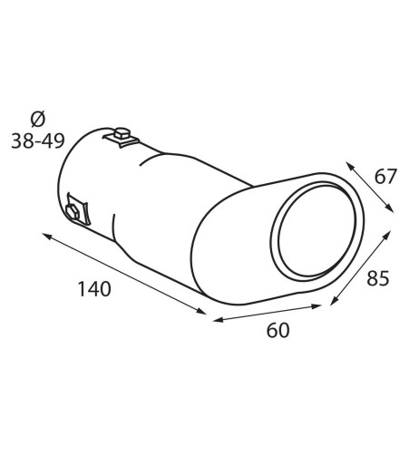 Terminale scarico universale inox singolo gomito TS 33 38 49mm