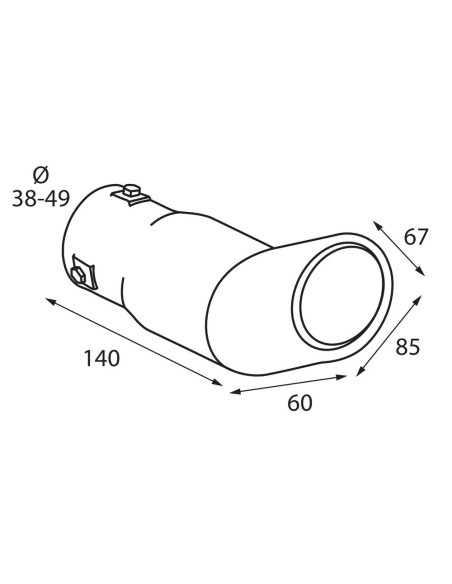 Terminale scarico universale inox singolo gomito TS 33 38 49mm