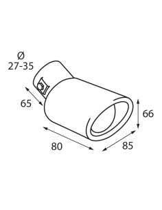 Terminale scarico universale inox singolo gomito TS 34 27 35mm 2