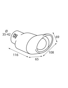 Terminale scarico universale inox singolo gomito TS 55 35 42mm 2