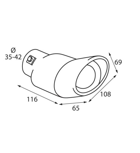 Terminale scarico universale inox singolo gomito TS 55 35 42mm
