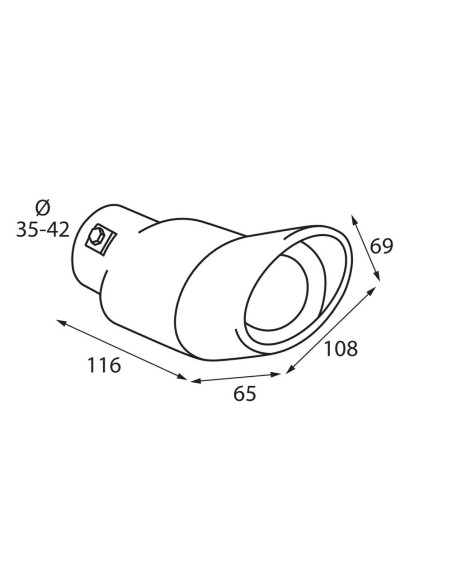 Terminale scarico universale inox singolo gomito TS 55 35 42mm