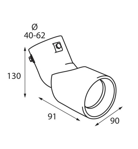 Terminale scarico universale inox singolo regolabile TS 68 40 62mm