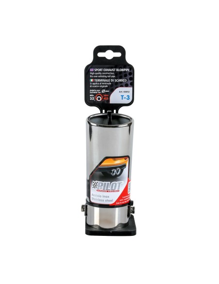 Terminale scarico universale inox singolo T 3 32 45mm