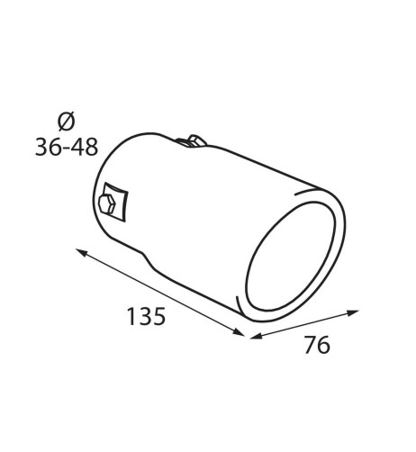 Terminale scarico universale inox singolo TS 15 36 48mm