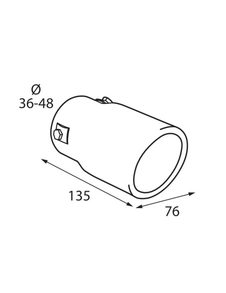 Terminale scarico universale inox singolo TS 15 36 48mm