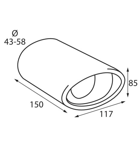 Terminale scarico universale inox singolo TS 17L 43 58mm