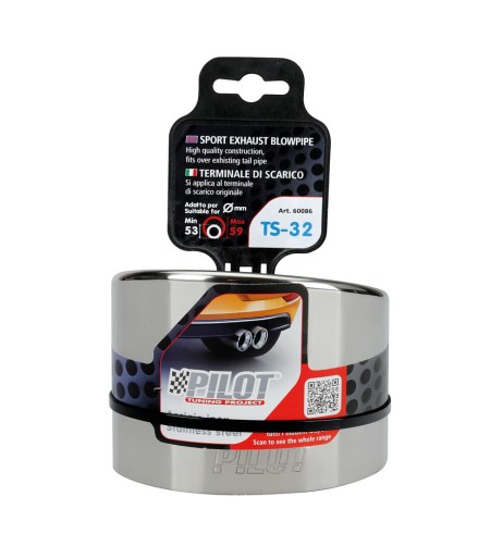 Terminale scarico universale inox singolo TS 32 53 59mm