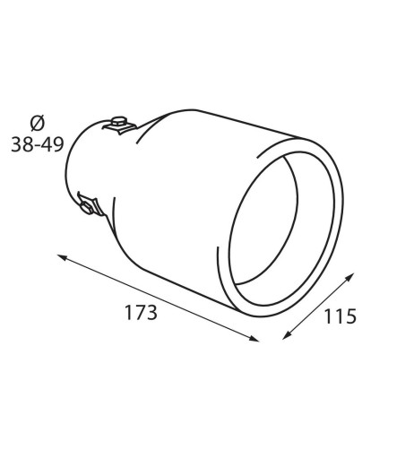 Terminale scarico universale inox singolo TS 37 38 49mm