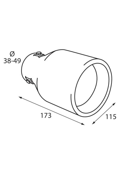Terminale scarico universale inox singolo TS 37 38 49mm