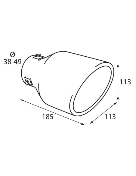 Terminale scarico universale inox singolo TS 40 38 49mm