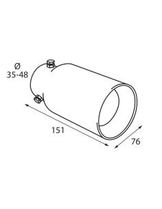 Terminale scarico universale inox singolo TS 48 35 48mm 2