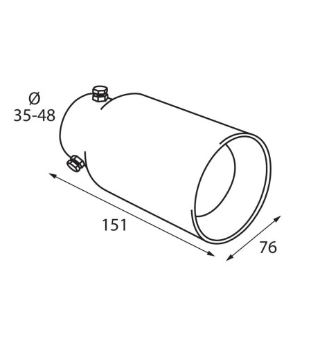 Terminale scarico universale inox singolo TS 48 35 48mm