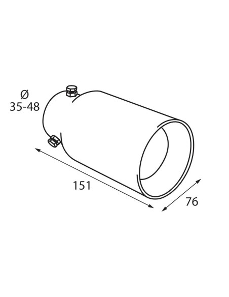 Terminale scarico universale inox singolo TS 48 35 48mm