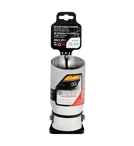 Terminale scarico universale inox singolo TS 49 38 52mm