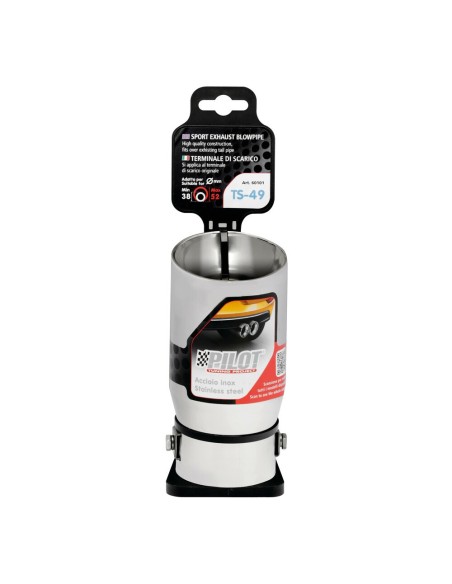 Terminale scarico universale inox singolo TS 49 38 52mm