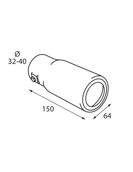 Terminale scarico universale inox singolo TS 52 32 40mm