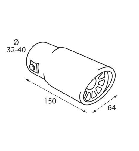 Terminale scarico universale inox singolo TS 53 32 40mm