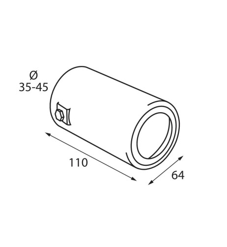 Terminale scarico universale inox singolo TS 54 35 45mm