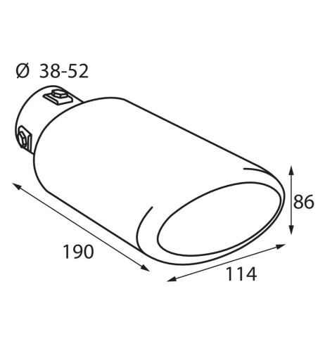 Terminale scarico universale inox singolo TS 56 38 52mm