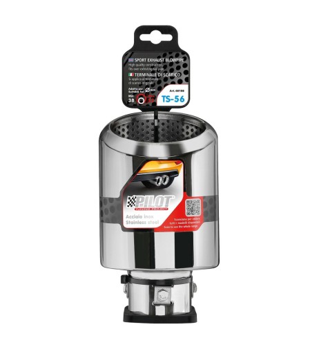 Terminale scarico universale inox singolo TS 56 38 52mm