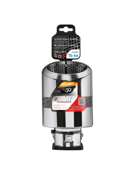 Terminale scarico universale inox singolo TS 56 38 52mm