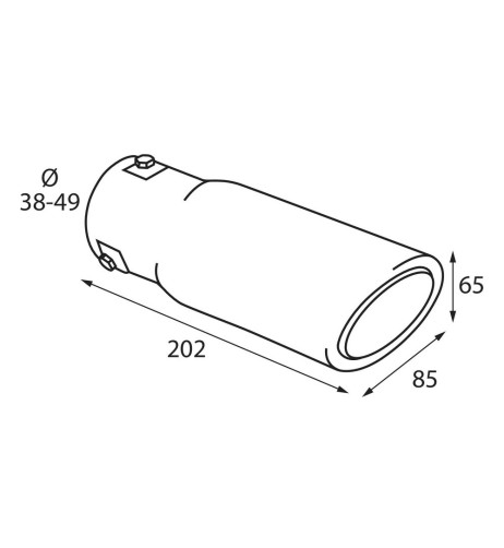 Terminale scarico universale inox singolo TS 62 38 49mm