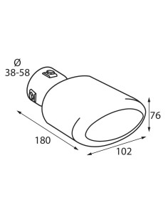 Terminale scarico universale inox singolo TS 64 38 58mm 2