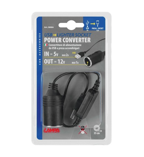 Trasformatore da Porta USB a presa accendisigari 12V