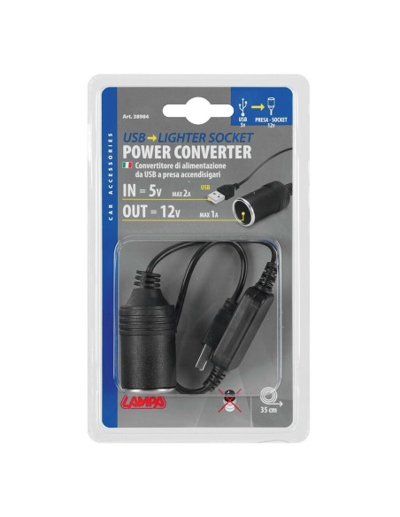 Trasformatore da Porta USB a presa accendisigari 12V