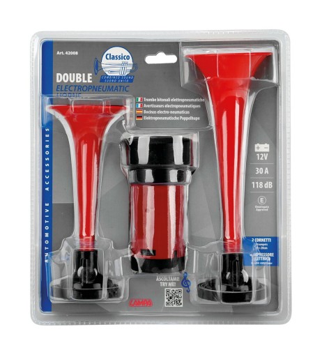 Trombe bitonali elettropneumatiche auto 12V diametro 66mm