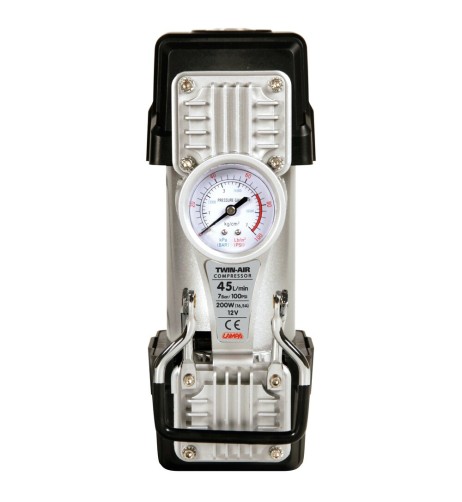 Twin Air Kit compressore bicilindrico 12V 200W 7 bar con manometro e luce a