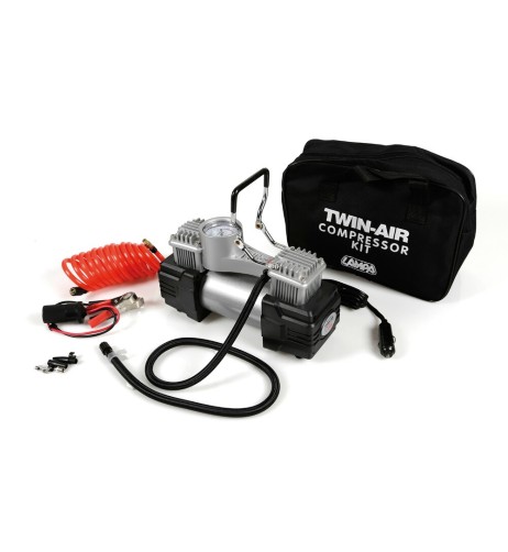 Twin Air Kit compressore bicilindrico 12V 200W 7 bar con manometro e luce a