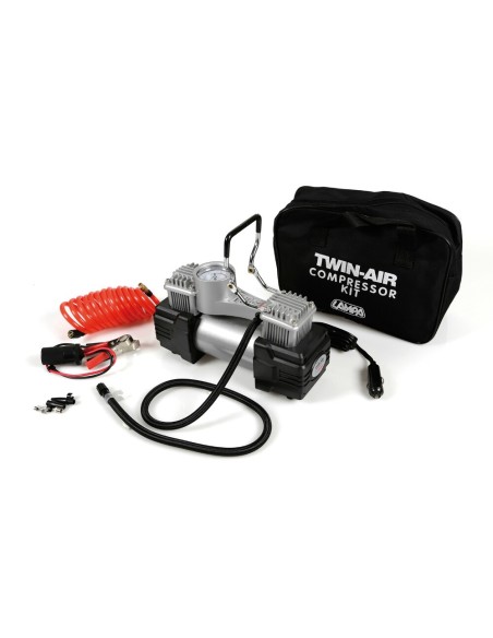 Twin Air Kit compressore bicilindrico 12V 200W 7 bar con manometro e luce a