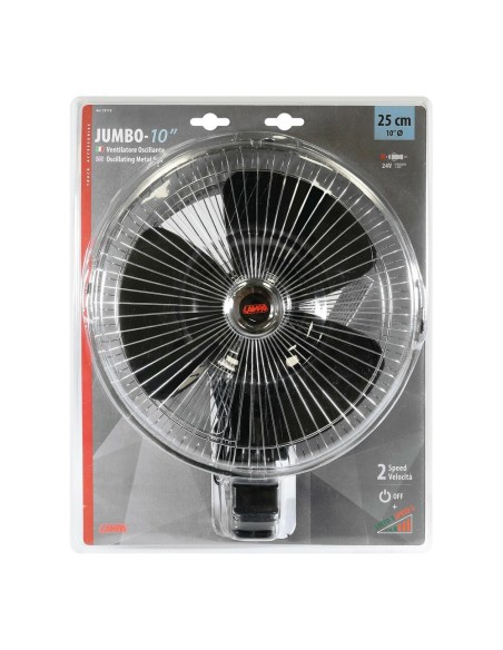 Ventilatore oscillante 24V diametro 25cm con pinza 2 velocita 