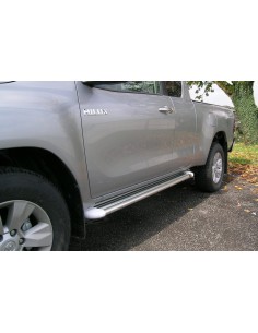 Pedane laterali S50 stondate alluminio WHITE Toyota Hilux Extracab dal 2016
