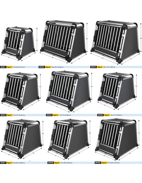 Trasportino animali in lega di alluminio Type 7 60x85xH86cm