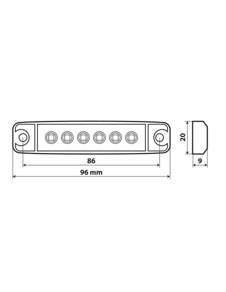 Luce ingombro a 6 Led montaggio in superficie 12 24V Italia