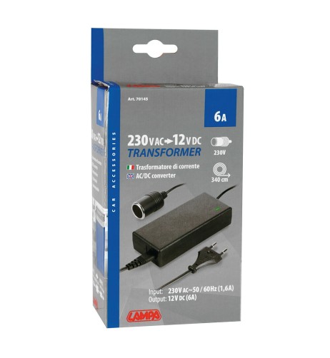 Trasformatore con presa accendisigari 220V 12V 6A