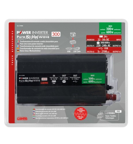 Power Inverter 300 600W trasformatore a onda sinusoidale pura 24V 230V