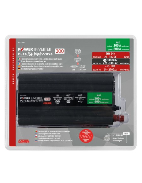 Power Inverter 300 600W trasformatore a onda sinusoidale pura 24V 230V