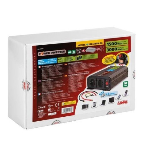 Inverter trasformatore di corrente 24V 230V 1500W USB