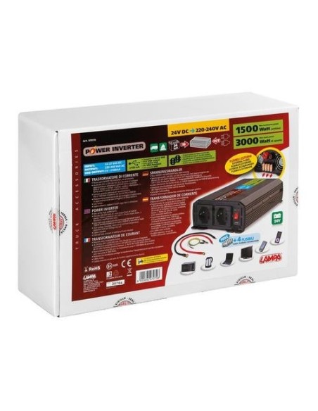 Inverter trasformatore di corrente 24V 230V 1500W USB