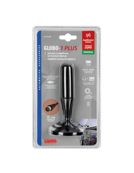 Antenna TV amplificata con ricezione digitale 26dB 130mm 12 24V