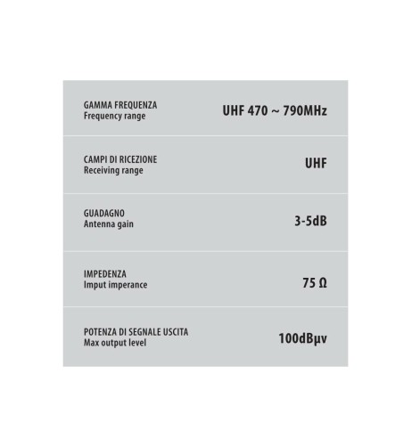 Antenna TV con ricezione digitale 3 5dB 130mm