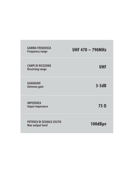 Antenna TV con ricezione digitale 3 5dB 130mm